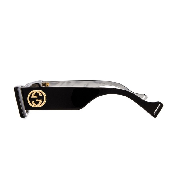 Gucci Fluo Rectangular Sunglasses in Shiny Black & Grey Solid - Picture 9 of 13